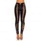 KouCla Latex Look Leggings With Front Lace Up - Black
