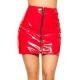 KouCla Front Zip Leather Look Mini Skirt - Red